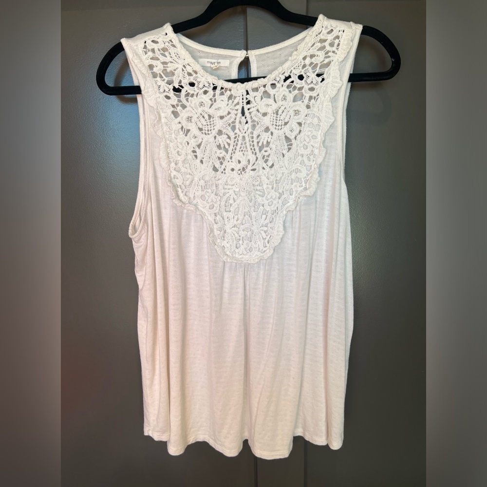 Maurices White Top with Crochet Lace Detail